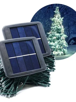Vánoční SADA 2x Solární LED řetěz SolarCentre Elan SS9944 200 LED / 20m studená bílá Expresní Doručení
