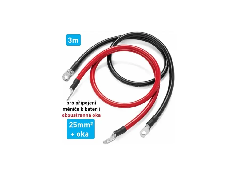 Expresní Doručení Kabel propojovací s oky - 25mm², délka 3m (černý + červený)