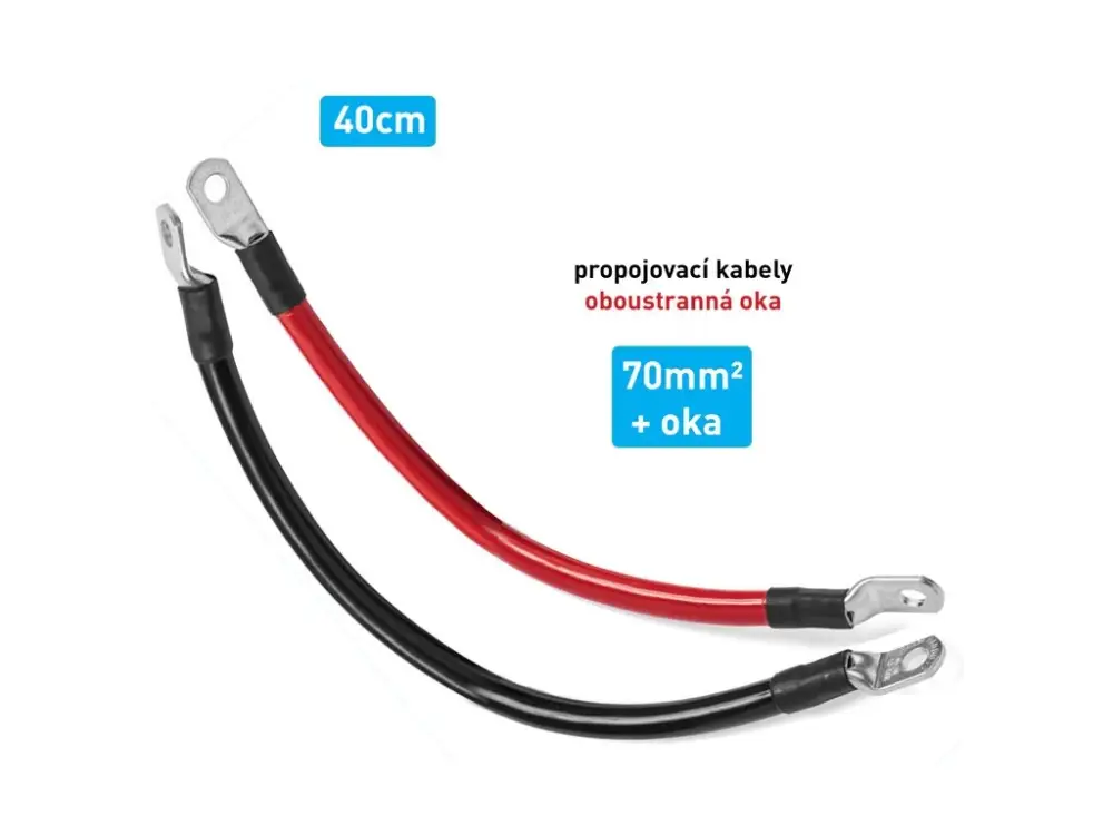 Kabel propojovací s oky - 70mm², délka 40cm (černý + červený) Výprodej