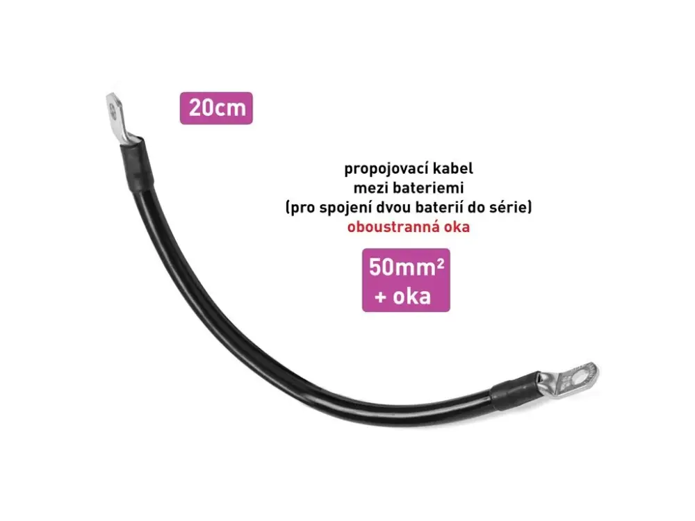Kabel SINGL propojovací s oky - mezi bateriemi - 50mm², délka 20cm Super Cena