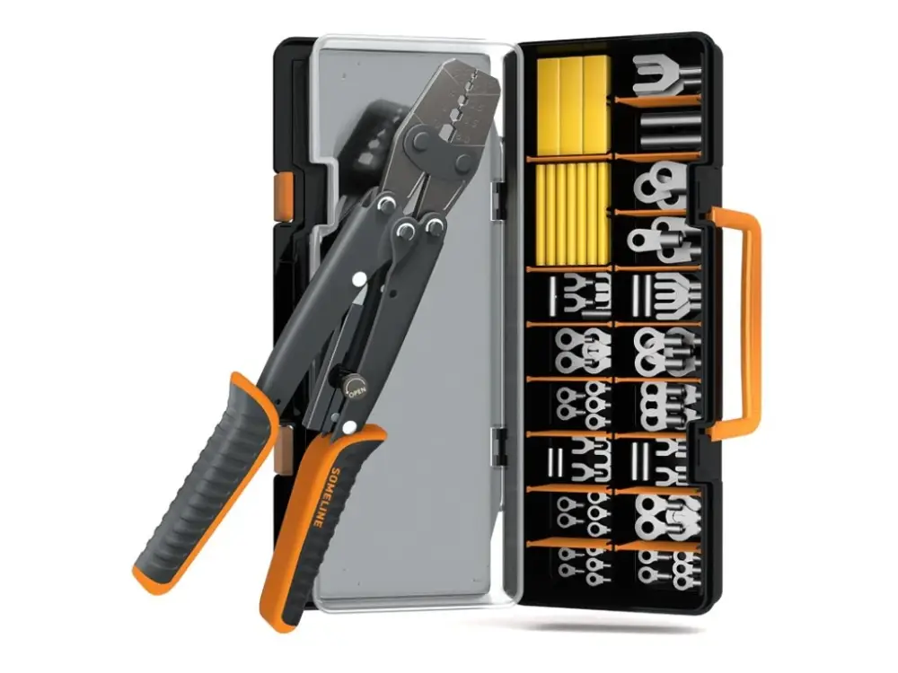 SOMELINE® Sada krimpovacích kleští + konektory 79ks + box Speciální Cena