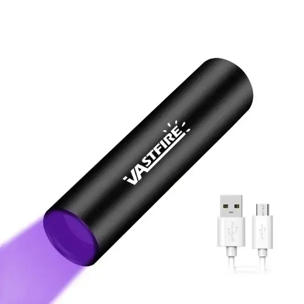 Super Cena Ultrafialová ruční svítilna 365 nm 8,8 x 2 cm Malá UV lampa s USB nabíjením Detekce skvrn Kontrola bankovek Minerály Domácnost