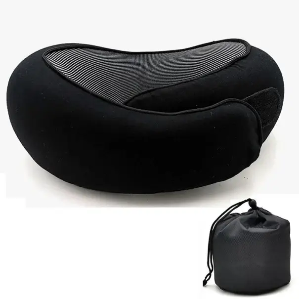 Nafukovací cestovní polštář U tvar šneka Ergonomická opora krku 360° Prodyšný polštář do letadla auta Sundavací pratelný potah 32x14 cm Ověřený