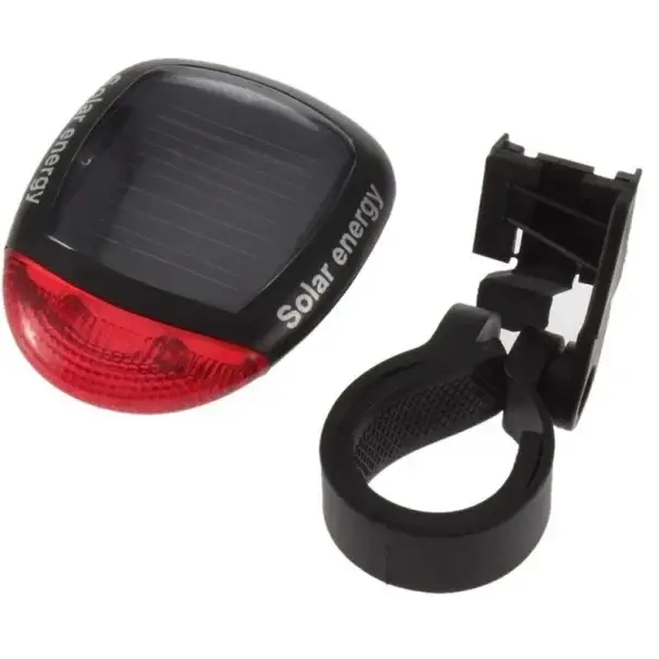 Zadní červené světlo na kolo 2LED Solární napájení 6,8 x 5,3 cm IPX4 Voděodolné Otočné o 180° Se stojanem Bezpečnostní cyklistické osvětlení Super Cena