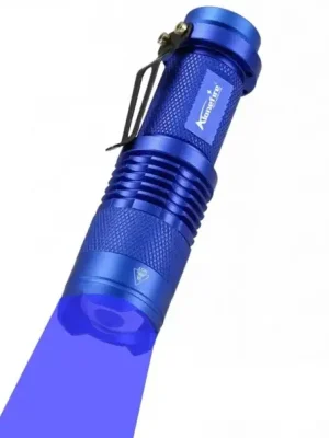 Akce Svítilna s modrým světlem 92 x 26 mm Kompaktní LED svítilna AA nebo 14500 baterie Přenosná svítilna pro outdoor a noční použití