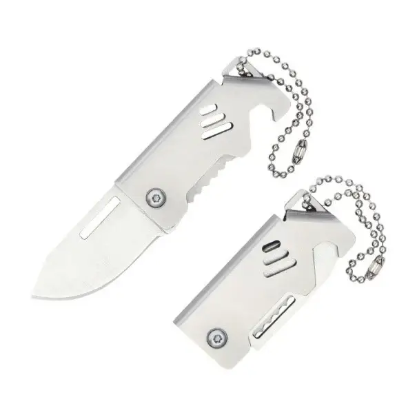 Malý skládací nerezový kapesní nůž 8,5 cm S přívěskem na klíče Mini EDC nůž do kapsy Klíčenka Nůž na cesty Turistika Outdoor Výlety Must-Have
