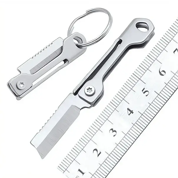 Malý skládací nerezový kapesní nůž 7 cm s očkem na klíče Mini EDC nůž Klíčenka na přežití Cestování Kempování Turistika Nářadí Tovární Cena
