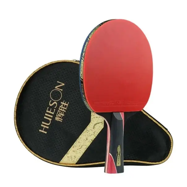 Pálka na stolní tenis s dlouhou ergonomickou rukojetí a pouzdrem Tréninková pingpongová raketa pro začátečníky i pokročilé hráče Sleva