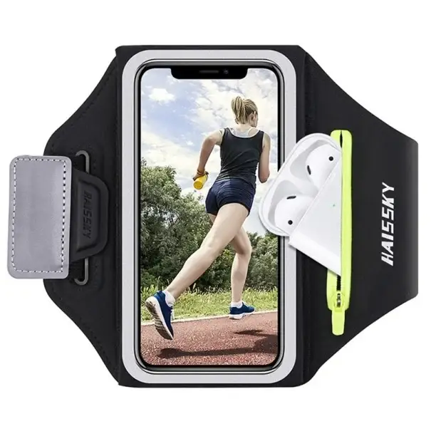 Nízká Cena Běžecké pouzdro na telefon s kapsou na sluchátka zipem a reflexními prvky vhodné pro sport fitness a každodenní trénink