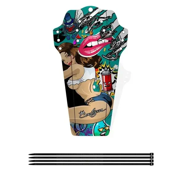 Ověřený Blatník na kolo 27 x 15 cm Univerzální přední a zadní blatník Barevný motiv žena rty lebka graffiti