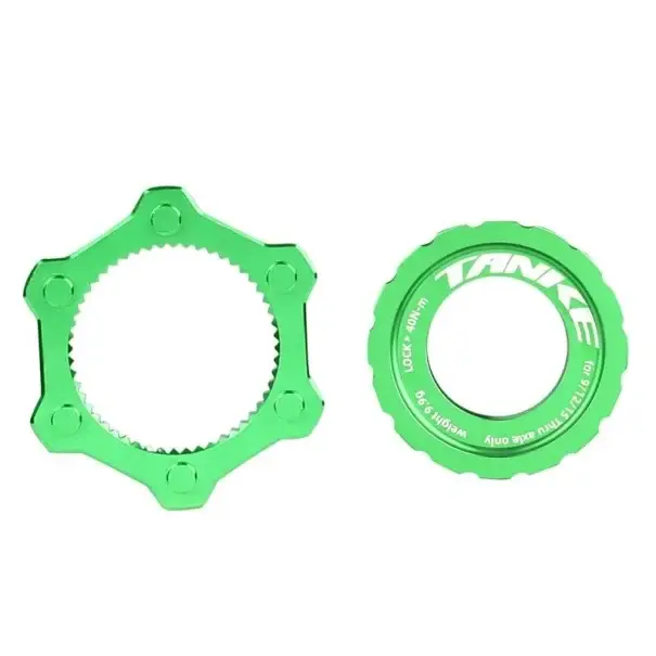 Must-Have Center Lock uzávěr brzdového kotouče TANKE zelený pro osy 9/12/15 mm s utahovacím momentem 40 Nm pro uchycení na náboj kola