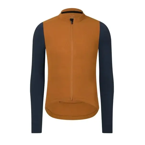 Cyklistický sportovní dres s dlouhým rukávem na zip pro chladnější období, se 3 zadními a 1 boční kapsou, oranžovo-modrý unisex Nová Kolekce