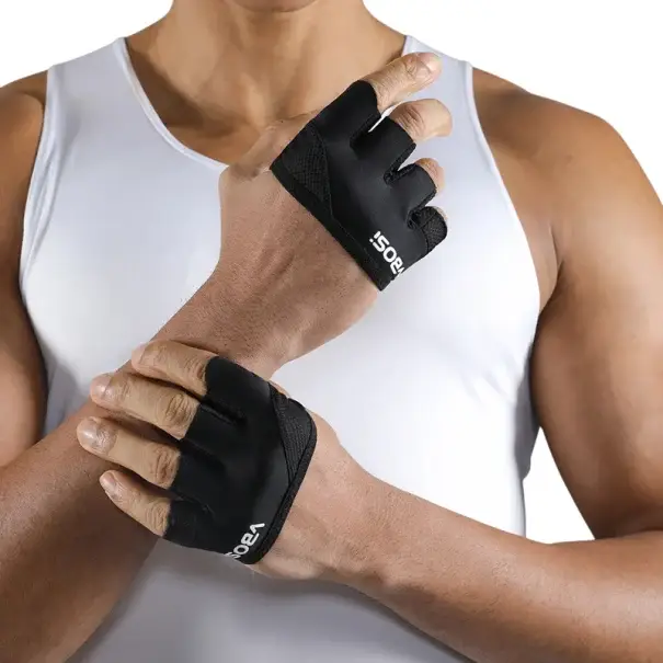 Must-Have Čtyřprsté cvičební rukavice vel. L pro obvod dlaně 18–21 cm, protiskluzové fitness návleky s voštinovým reliéfem pro silové cvičení