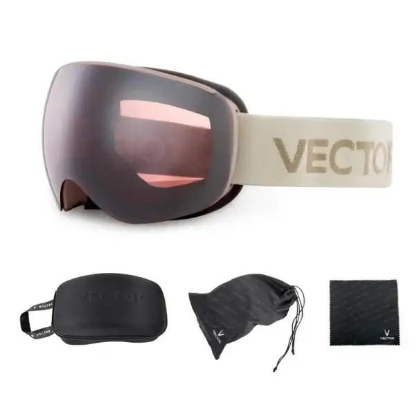 Objednat Nyní Lyžařské brýle 19,0 x 10,5 cm UV400 Unisex Polykarbonát Nemlžící 12% Béžové Vector Pevné pouzdro Látkové pouzdro Hadřík
