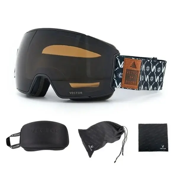 Lyžařské brýle Unisex UV400 Plast Nemlžící s Nápisem Vector Černé Komfortní Outdoor Sport Bezpečné Vidění Stylové Odeslání Ihned