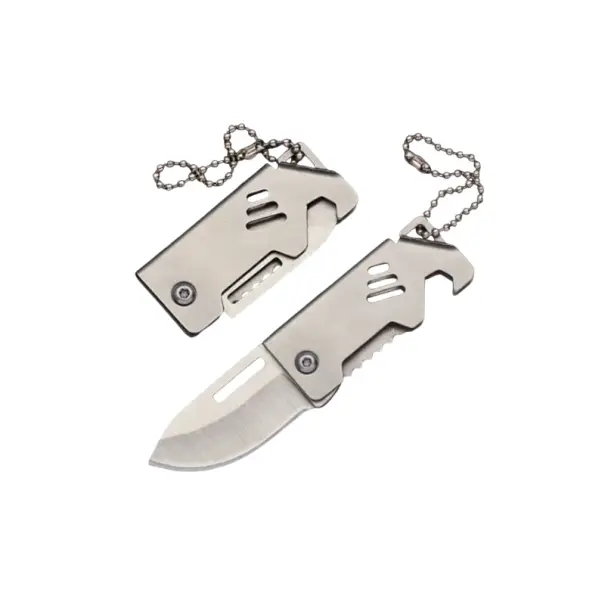 Malý skládací nerezový kapesní nůž 8,5 cm s klíčenkou Mini EDC nástroj do kapsy Přenosný nůž na klíče Outdoor výbava na cesty Turistika Výlety Zlevněný