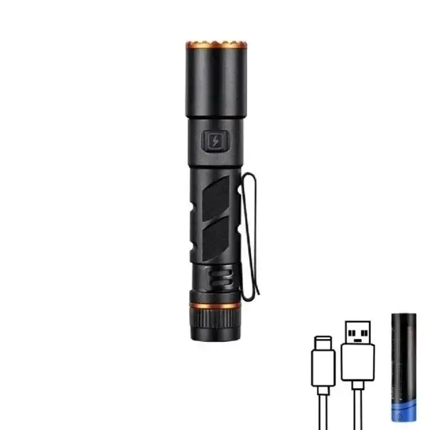 Mini dobíjecí LED svítilna USB-C teleskopický zoom magnet klip 6 režimů kapesní EDC světlo Dokud Zásoby Vydrží