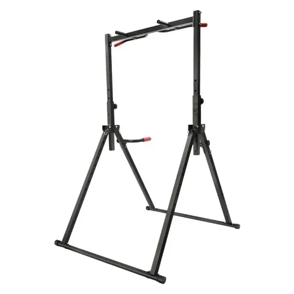 Horká Nabídka Nastavitelná hrazda na shyby s bradly, nosnost 200 kg, výška 175–230 cm, šířka úchopu 105 cm, ocelová konstrukce, černá, silový trénink