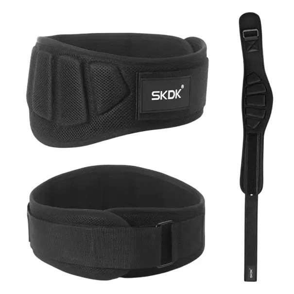 Polstrovaný fitness pás vel. S 124 cm s mesh konstrukcí pro silový trénink, posilovací bandáž s šířkou 16,5 cm a páskou na suchý zip Akční Nabídka