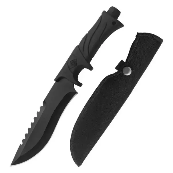 Horká Nabídka Přímý taktický nůž na kempování 20 cm Nerezová čepel Rukojeť z ABS Nylonové pouzdro Outdoor nástroj Bushcraft Turistika Survival Výbava
