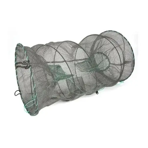 Rybářská past na živou návnadu 30 × 60 cm Lapač krevet, úhořů a krabů Skládací past na malé ryby Odolná síťovina Pevná konstrukce Snadné použití Omezená Nabídka