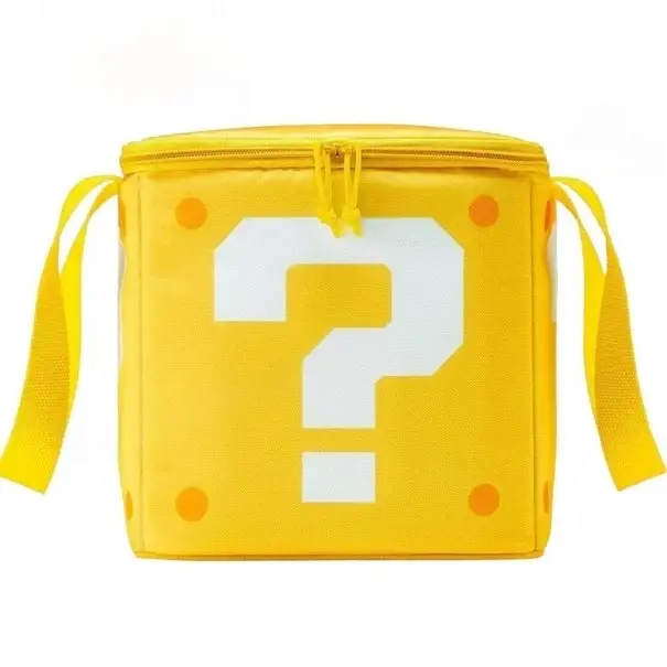 Nejprodávanější Super Mario termo taška 22x22x22 cm Žlutá kostka s otazníkem Dětská izolační taška na svačinu Termobox na jídlo Nintendo Hranatá taška