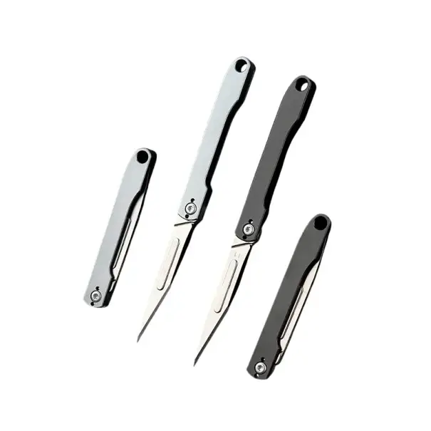 Titanový zavírací nůž 10 cm s 10 náhradními čepelemi Odolný kapesní skalpel EDC nástroj Precizní řezání Hobby práce Modelářství Řemesla DIY Nejlepší Volba