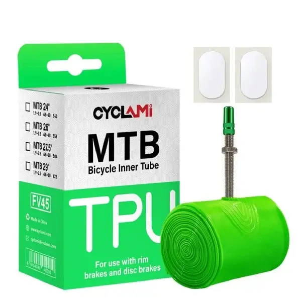 Aktuální Ultralehká cyklistická duše z TPU 48 g 29×1.9–2.5 (48–62 mm) s francouzským ventilkem 45 mm Pro horská kola 74 cm