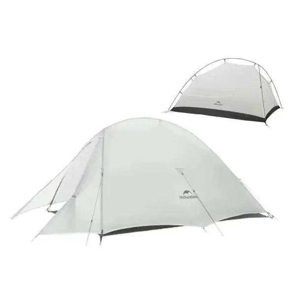 Must-Have Ultralehký stan pro 2 osoby 210 x 130 x 110 cm z odolného 15D nylonu Šedý Třísezónní turistický stan pro pěší výpravy