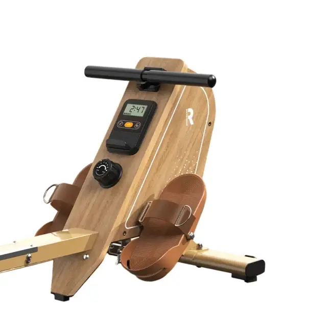 Tovární Cena Veslařský trenažér magnetický posilovací stroj nosnost 160 kg dřevěná konstrukce 16 úrovní odporu světle žlutý