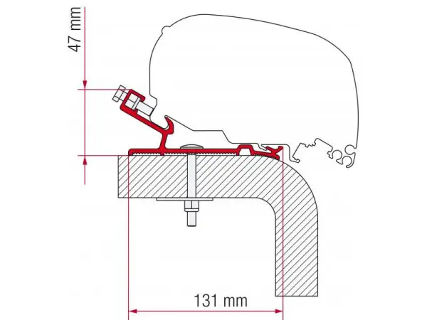 Adaptér na uchycení markýzy Fiamma F65 a F80S delky 320 cm na střechu Hymer Akční Nabídka