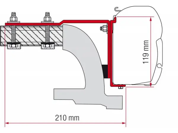 Sleva Adaptér na uchycení markýzy Fiamma F45 na stěnu Mercedes Vito (1996-2004)
