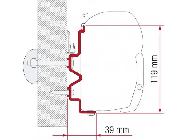 Adaptér na uchycení markýzy Fiamma F45 delky 450 cm na stěnu Rapido Serie 9/10 (2011-) Nová Kolekce