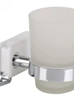 Držák se skleněným kelímkem a sklopným háčkem chrom/bílá Kup Teď