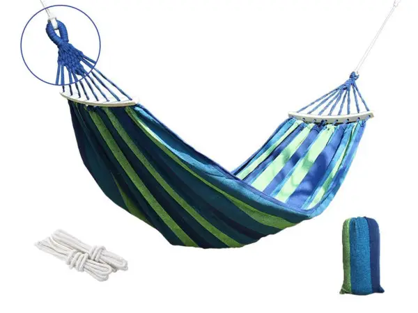 Síť houpací TEXTIL pro dvě osoby, 190x150cm modro-bílá, 200Kg Sezónní Sleva