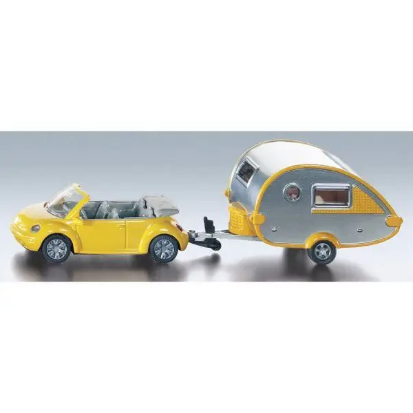 Model VW Brouk Cabrio SIKU s karavanem, 18 cm Nejlepší Volba