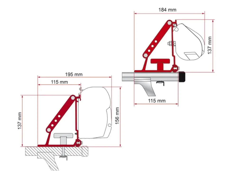 Adaptér pro markýzu F45/F35/ F50/F55 pro střešní nosič Cenová Bomba