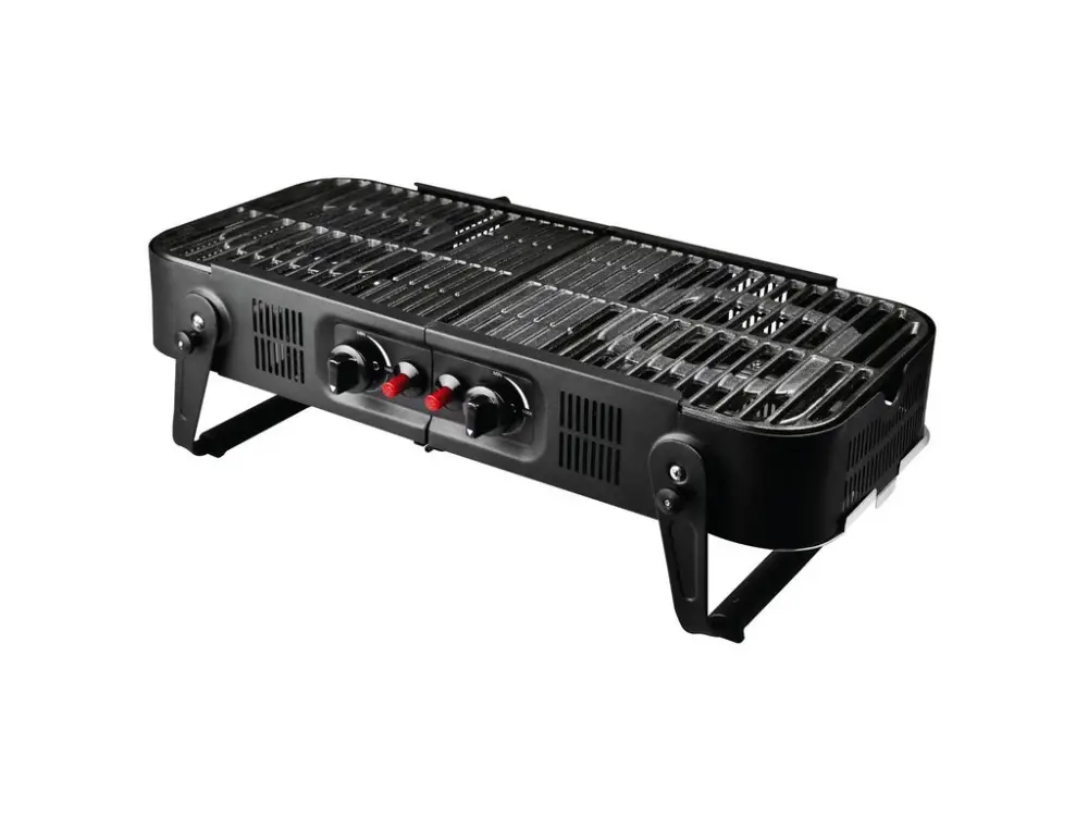Plynový gril se 2 hořáky, 3,3 kW - skládací, piezoelektrické zapalování Oblíbený