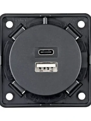 Nabíjecí zásuvka Berker s USB-A/-C 12V, matná antracit Horká Nabídka