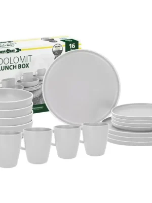 Víkendová Akce Sada melaminového nádobí Brunner DOLOMIT WHITE 16dílná, pro 4 osoby