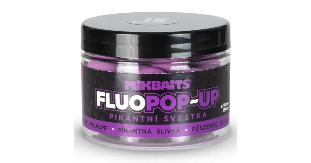 Mikbaits Plovoucí Boilie Fluo Pikantní švestka 150 ml - 18 mm Akční Cena