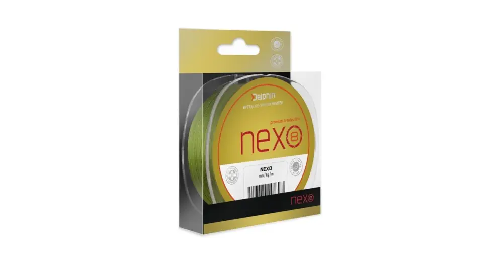 Nová Kolekce Delphin Splétaná Šňůrka Nexo 8 Green - Průměr 0,25 mm / Nosnost 41,6 lb / Návin 300 m