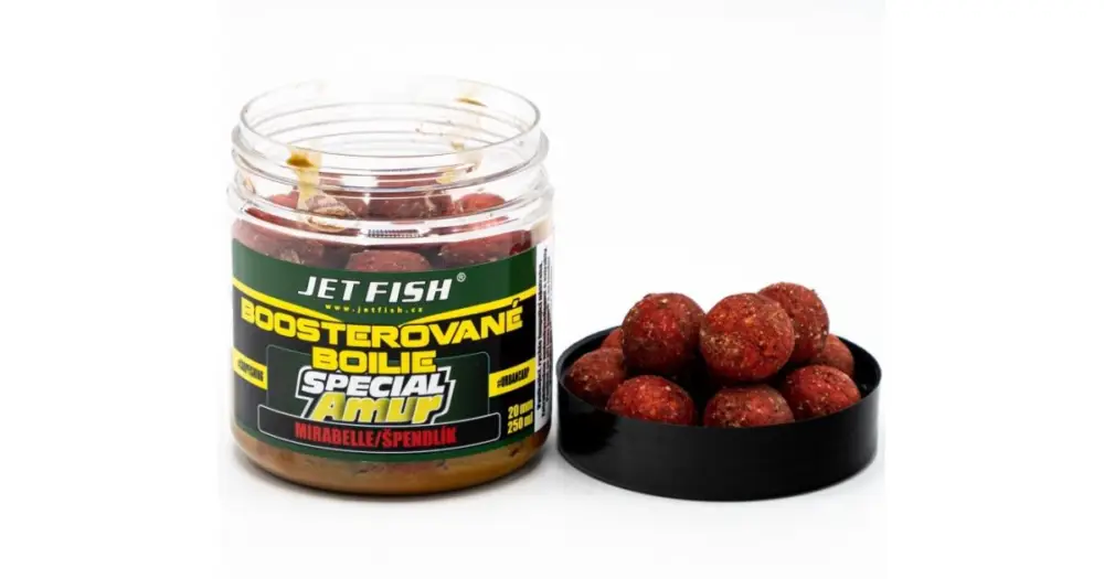 Objednat Nyní Jet Fish Boosterované Boilie Special Amur Mirabelle Špendlík 20 mm 250 ml