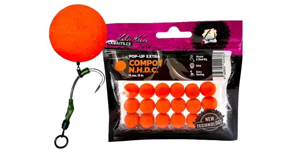 Dokud Zásoby Vydrží LK Baits Plovoucí Boilie Pop-Up Extra Compot N.H.D.C - 18 mm 14 ks