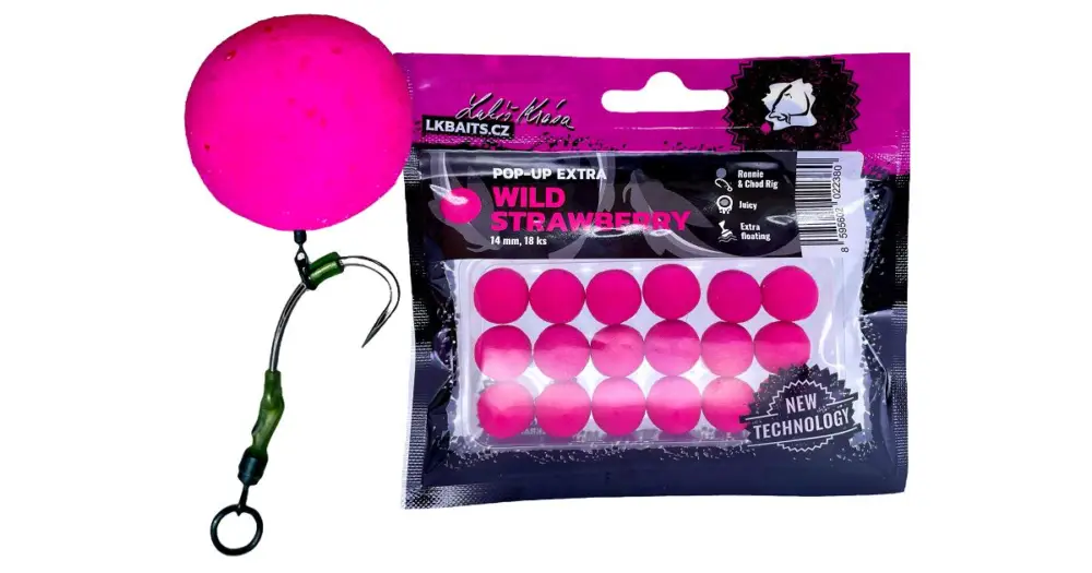 LK Baits Plovoucí Boilie Pop-Up Extra Wild Strawberry - 18 mm 14 ks Zlevněný