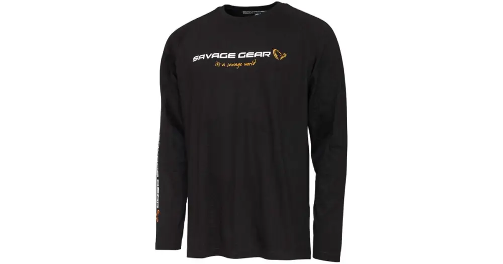 Savage Gear Triko Signature Logo Long Sleeve T Shirt Black Caviar - S Sleva
