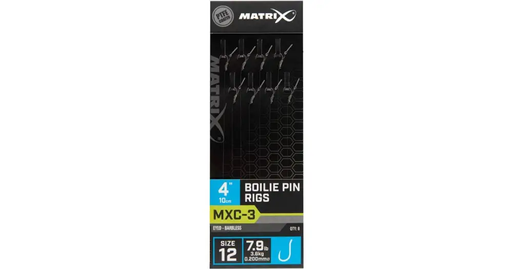 Nová Kolekce Matrix Návazec MXC-3 Boilie Pin Rigs Barbless 10 cm - Size 16 0,165 mm