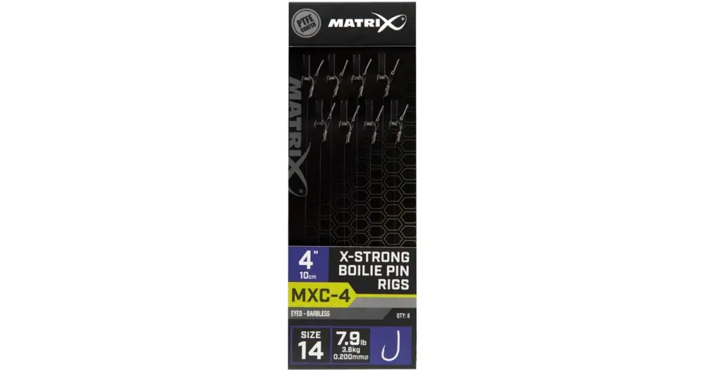 Matrix Návazec MXC-4 X-Strong Boilie Pin Rigs Barbless 10 cm - Size 14 0,20 mm Expresní Doručení