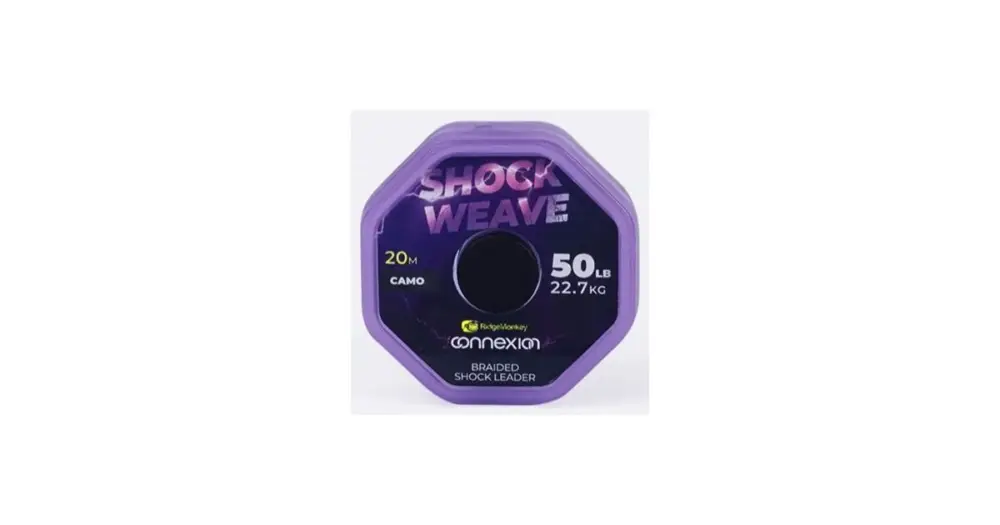 Časově Omezené RidgeMonkey Šňůra Connexion Shock Weave Braided Shock Leader 20 m 50 lb