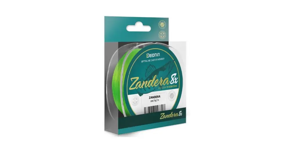 Vysoce Kvalitní Delphin Přívlačová Šňůra Zandera 8 Fluo Zelená - Průměr 0,18 mm Nosnost 14,6 kg Návin 150 m